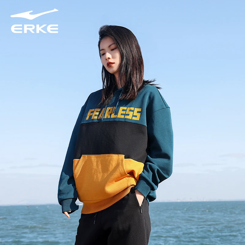 男女潮流拼接撞色印花长袖运动时尚休闲带帽卫衣11221389213-yl