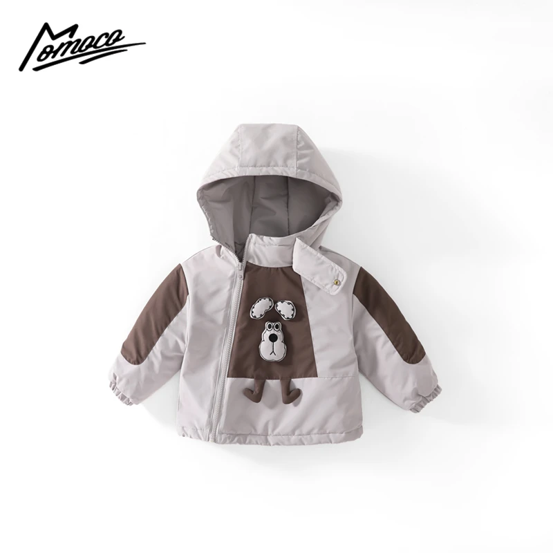MOMOCO冬季新款男童时尚可爱小灰狗韩版休闲加棉外套75430107090