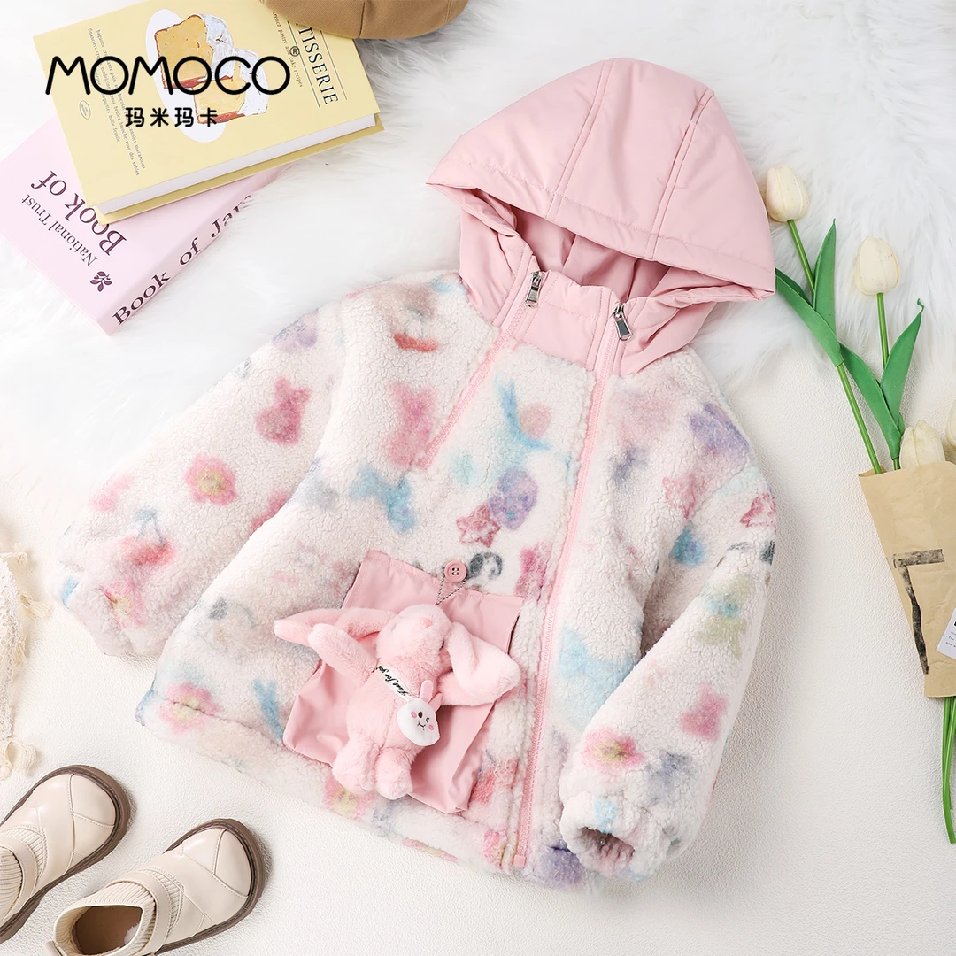 MOMOCO秋冬新款女童潮流小兔子百搭夹棉外套75830123036