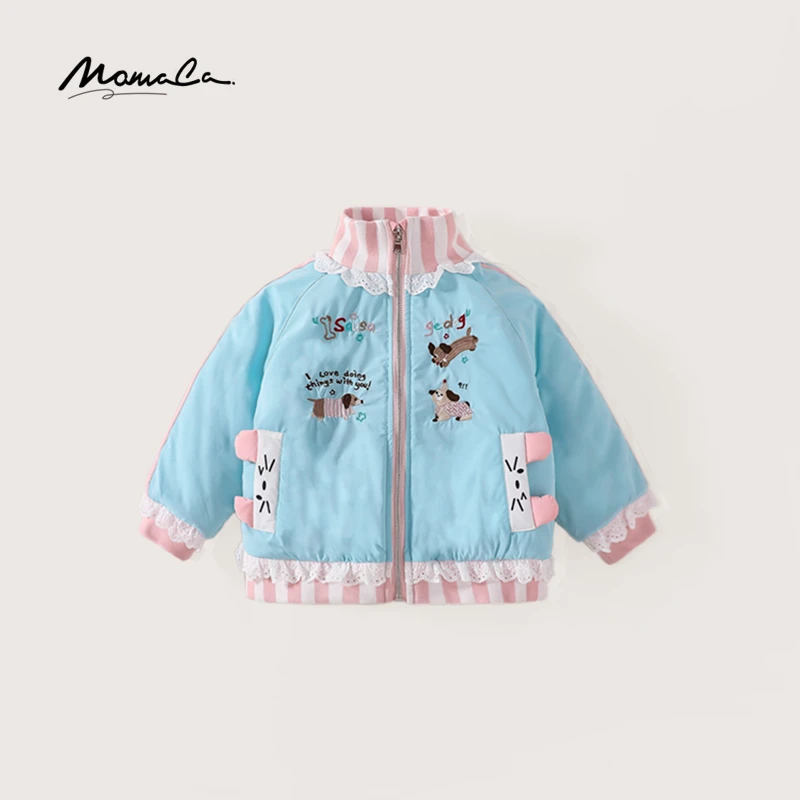 MOMOCO春秋款男女童韩版可爱腊肠小狗拼接夹棉外套75830107104