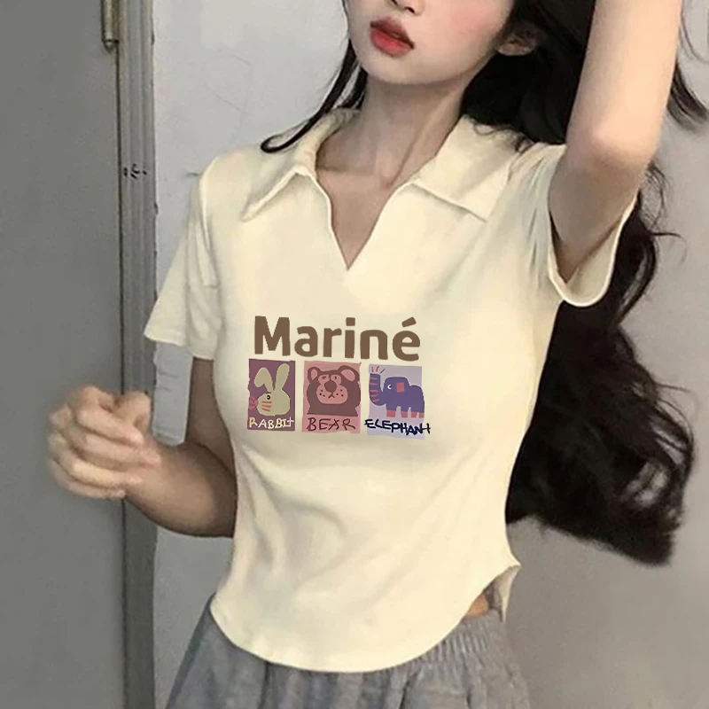 胖mm短款POLO领短袖T恤女夏季2025新款修身韩版正肩大码体恤上衣