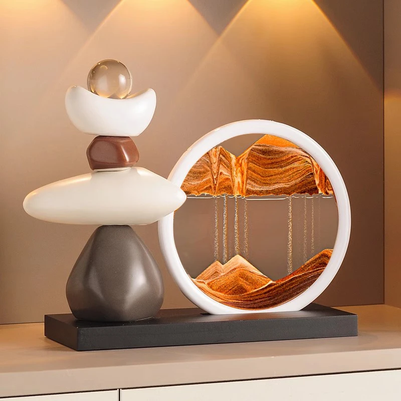 时来运转流沙画摆件办公室书房客厅酒柜电视柜玄关高档旺事业装饰