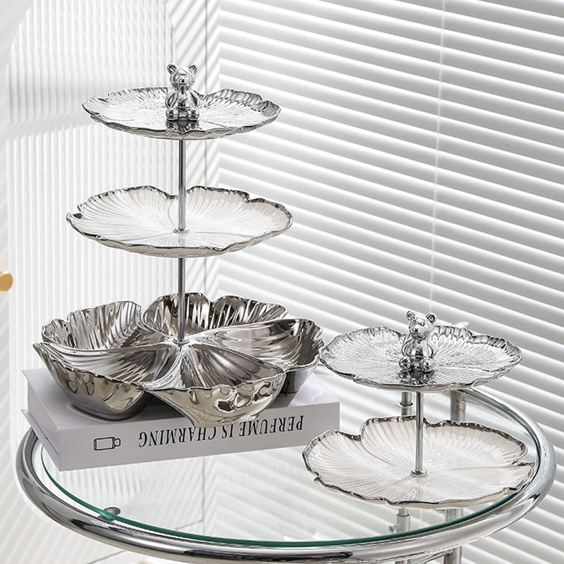 轻奢风多层果盘水果盘家用客厅茶几糖果盘零食摆放盘高级感甜品台