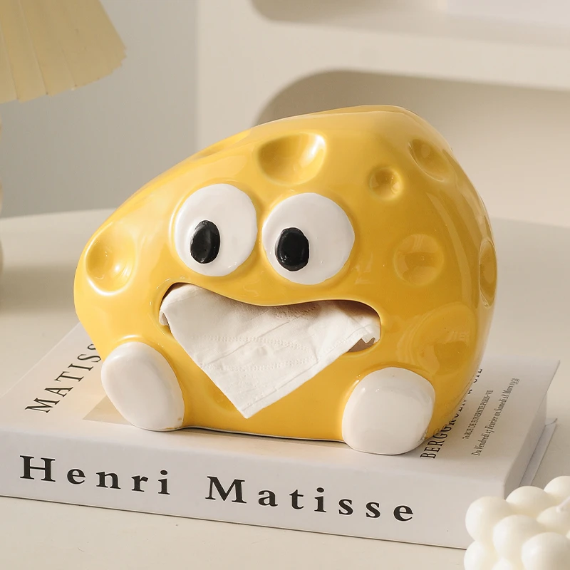 奶酪创意陶瓷纸巾盒抽纸盒子家用客厅茶几桌面餐巾纸盒轻奢高级感