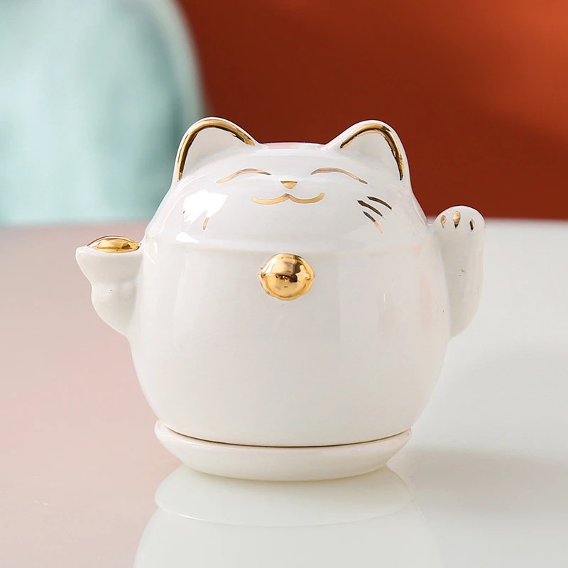 招财猫牙签盒家用个性创意陶瓷网红可爱牙签筒商用牙签罐高颜值