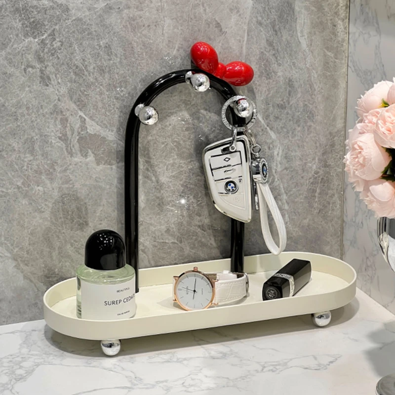 轻奢放钥匙收纳玄关摆件高档入户门口鞋柜桌面装饰品奶油风置物架