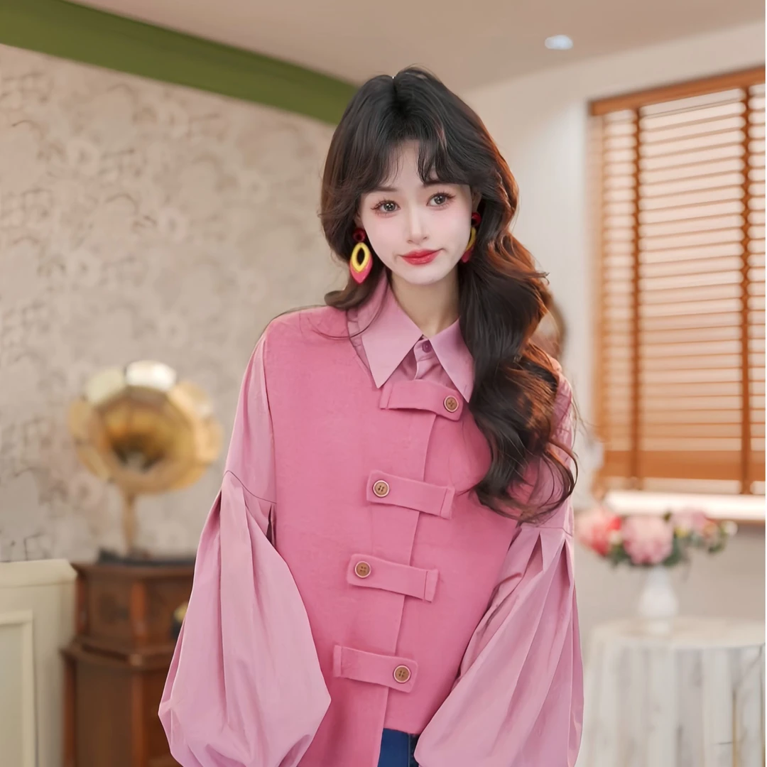 陈乔一【夕晖光年】港风复古纯色无袖马甲显瘦马甲FF0824179