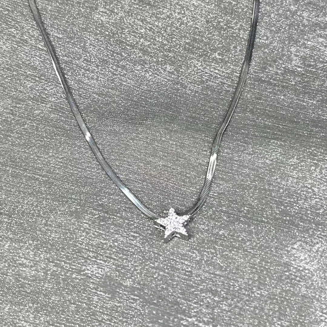 钛钢项链 五角星星项链女ins风轻奢小众精致百搭蛇骨链百搭毛衣链