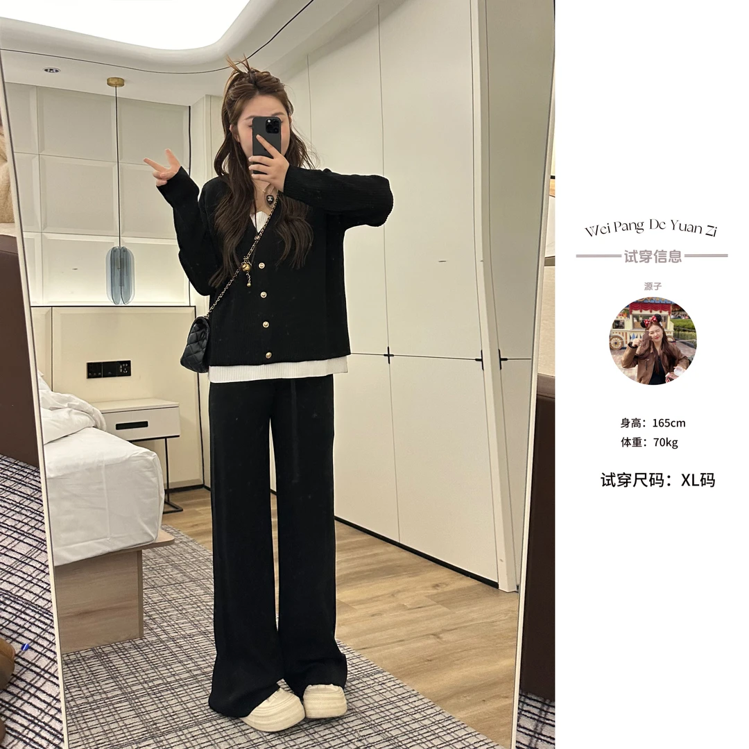 楠序源子显瘦大码女装 2025秋季假两件气质休闲裤YZ30292