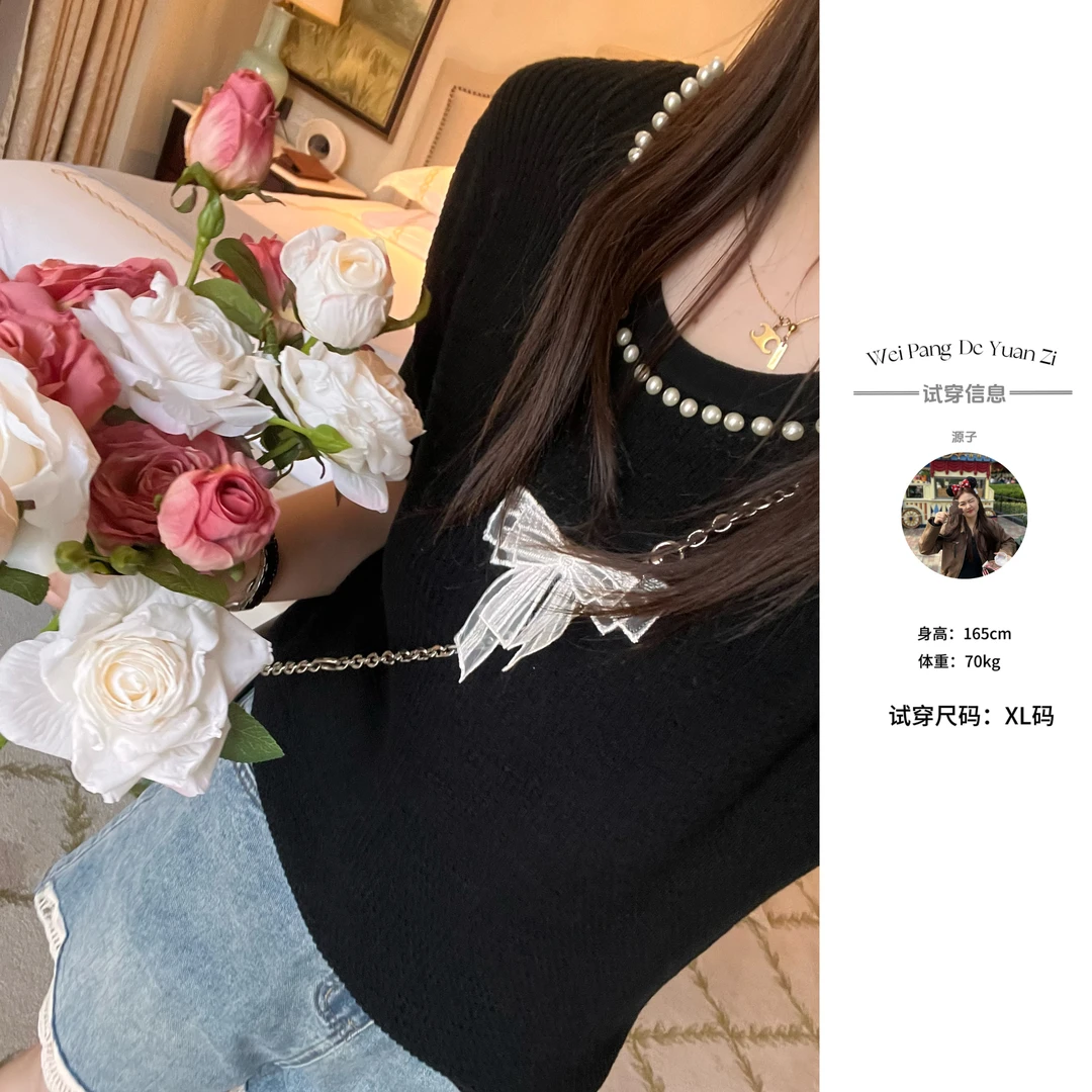 NANXU/楠序迪迪【浪漫情书】微胖女装 2024夏季圆领小衫薄款YZ31386