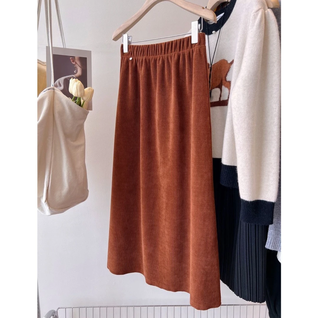【反季】秋冬韩版复古气质百搭显瘦宽松高腰a字显瘦半身裙3072#0.1