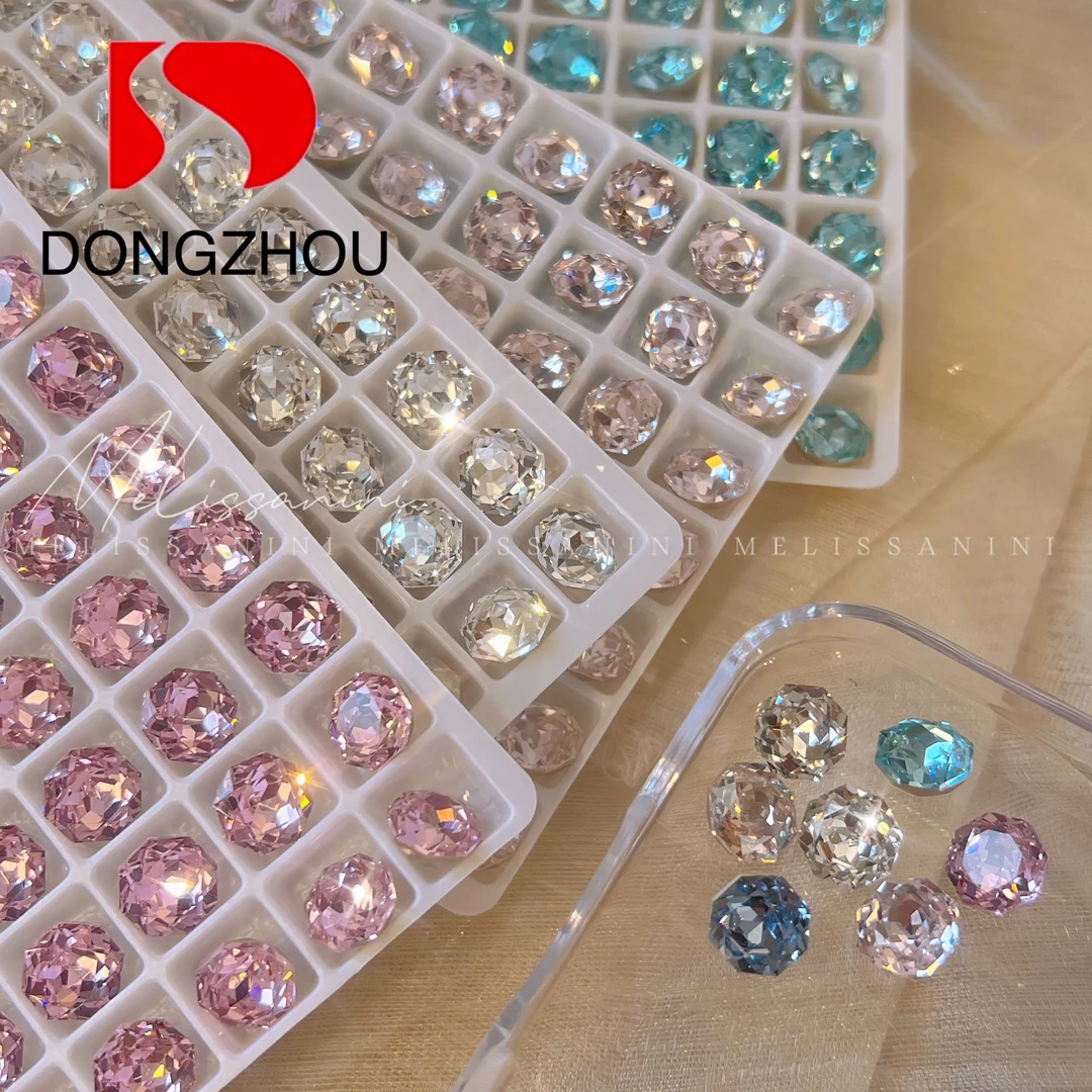 东洲【6|8mm玫瑰切】八角特殊切面爆闪高品质多色美甲饰品钻耳钉diy