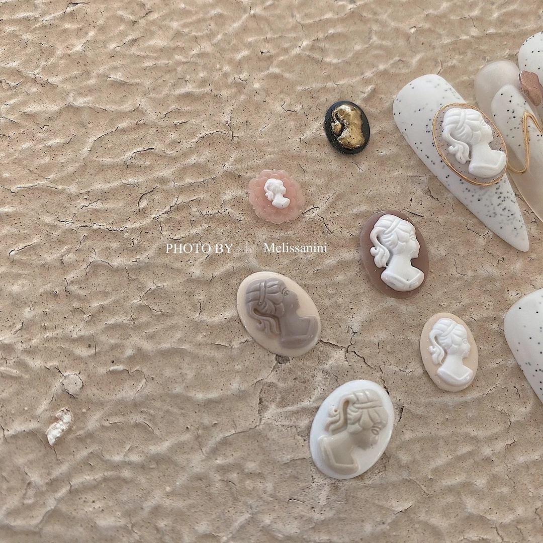 MELISSANINI复古女人头浮雕相框神器软硅胶模具美甲diy工具镂空