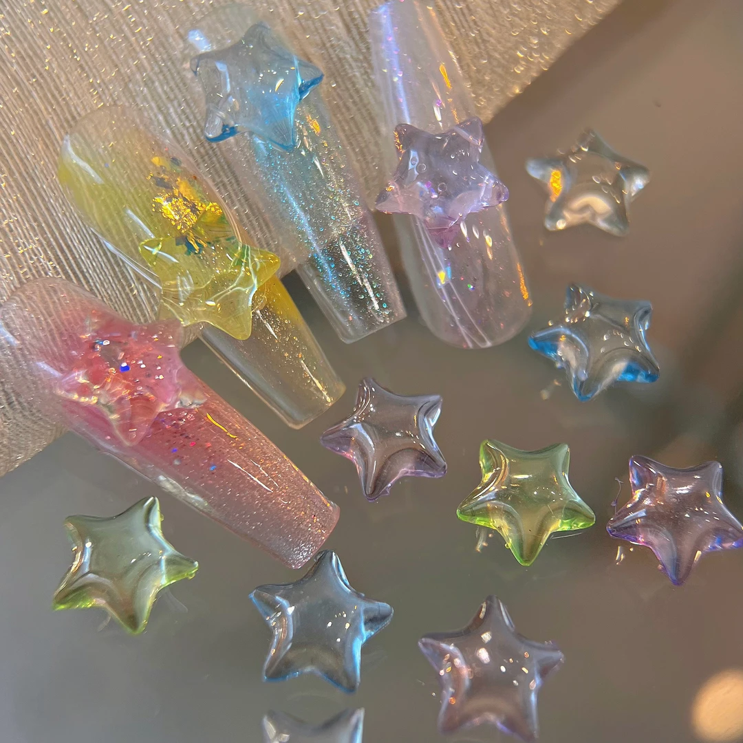 MELISSANINI【冰透星星】树脂多色立体五角星ins美甲饰品指甲装饰