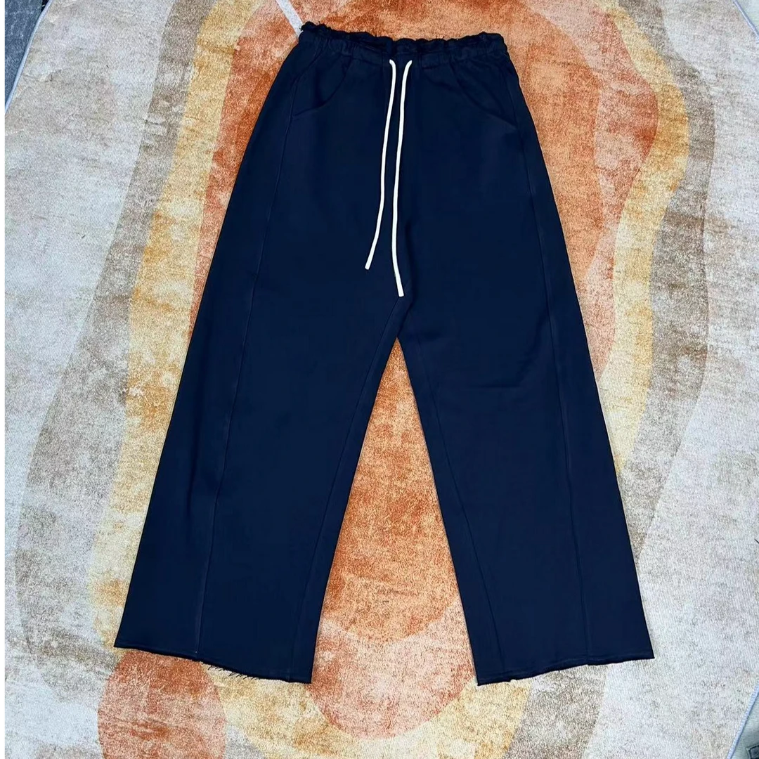 一半---毛边小破裤宽松版型吊脚卫裤休闲裤2408271