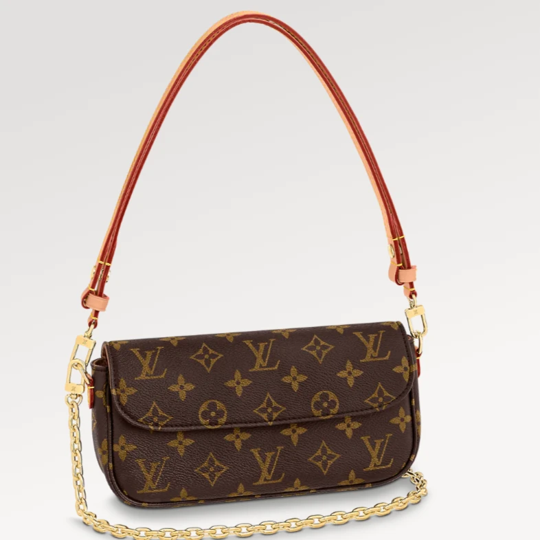 99新 LouisVuitton/路易威登 IVY WOC/全套附件时尚女士老花包女/