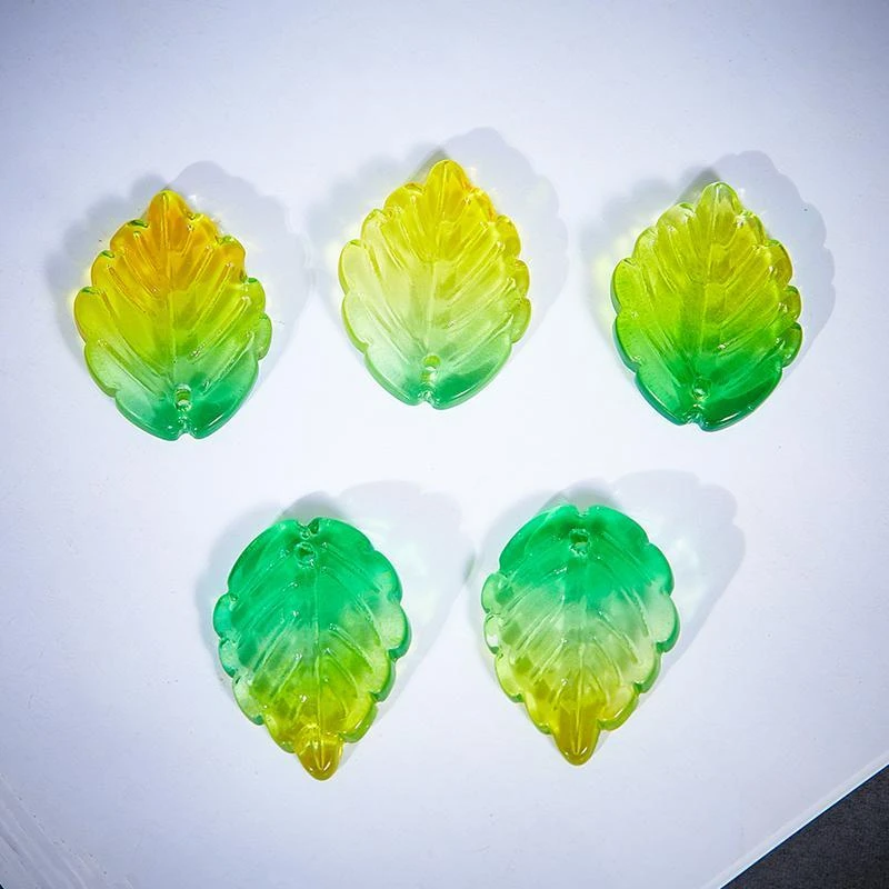 diy绿叶子紫荆花玫瑰满园串珠幸福玫瑰太阳花渐变琉璃叶手工配件
