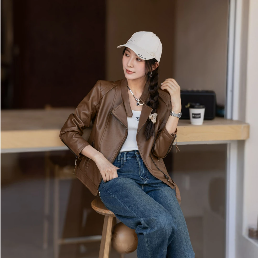 2025年秋季真皮皮衣洋气网红显瘦气质短款百搭休闲女士外套