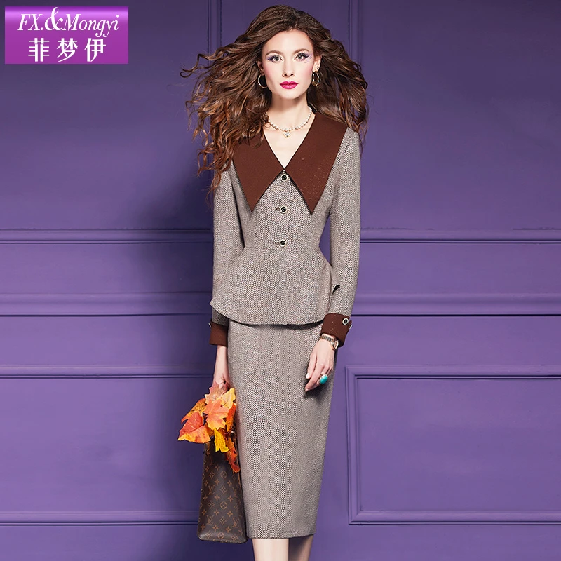 菲梦伊新款时尚绵羊毛小香风套装女61659