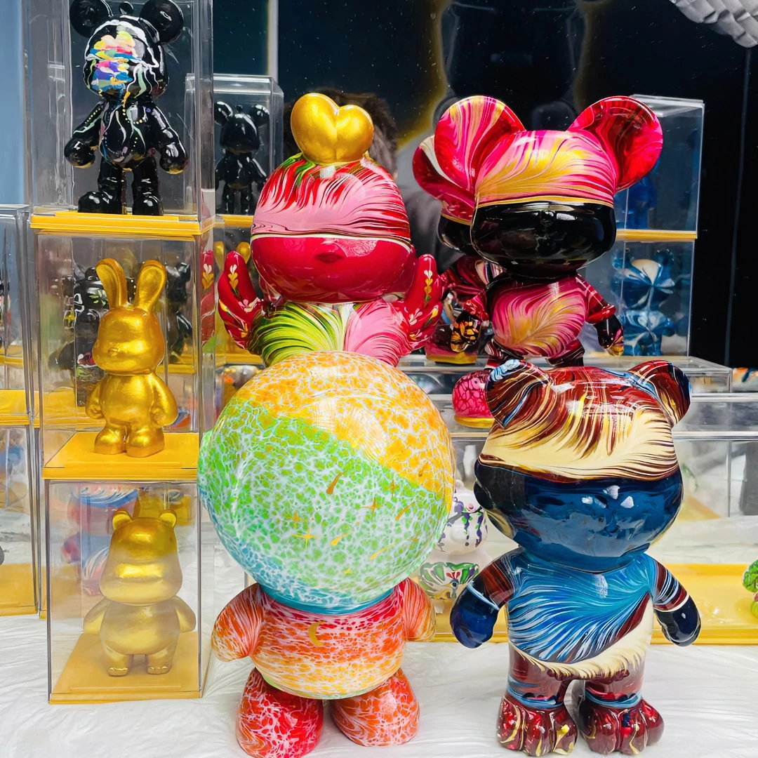 乐嗨潮流 实心树脂款流体潮玩暴力熊玄关高档熊桌面摆件车载手工