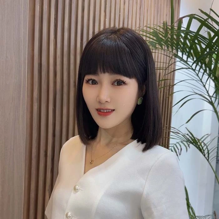 Shinuoge新款气质时尚齐刘海百搭手工钩织仿真头皮锁骨发假发发套