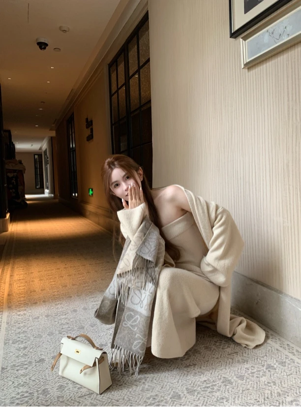 obaa 温柔纯欲氛围感两件套套装针织裙子开衫