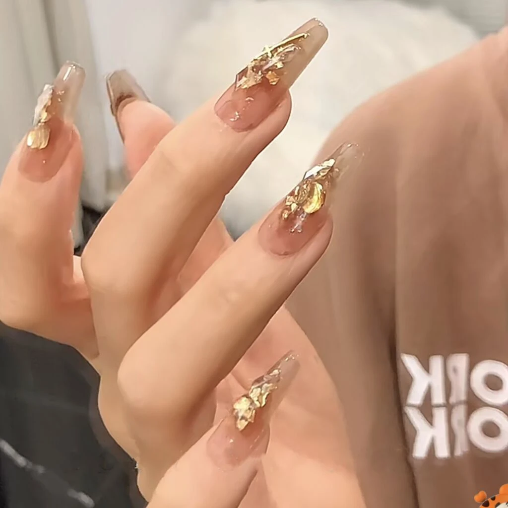 纯手工光疗穿戴甲 贝壳金箔穿戴甲成品重复使用美甲贴片