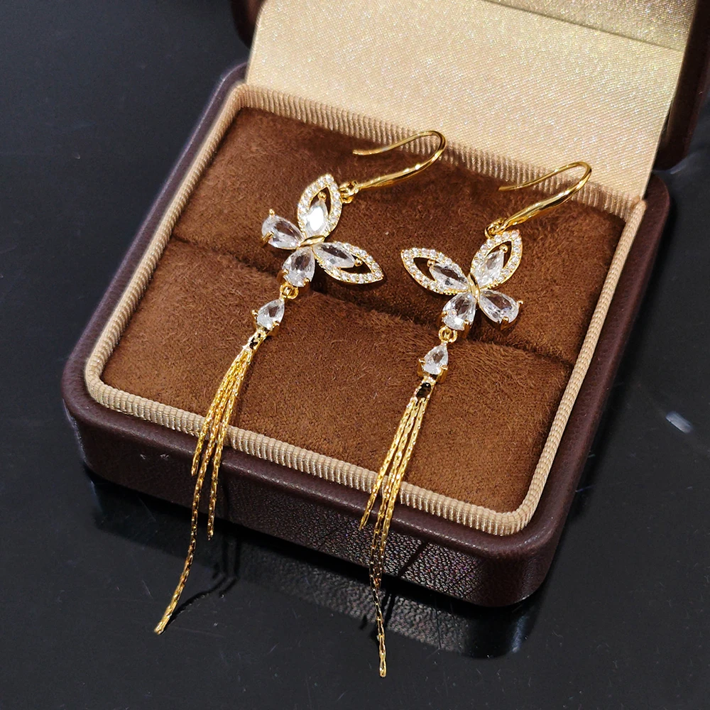 铜合金耳饰 耳环气质轻奢时尚百搭小众简约长款仙女PT0298