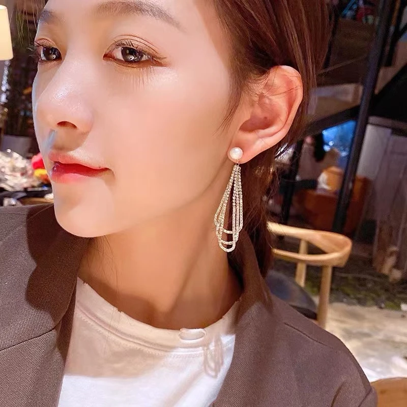 铜合金耳饰 流苏耳环女大气高级感轻奢耳钉耳饰2024年新款潮N0879