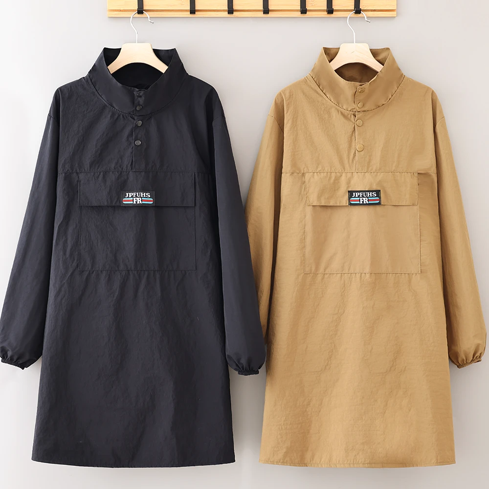 时尚新款围腰长袖耐穿围裙防水罩衣耐污耐磨工作服家用厨房男女款