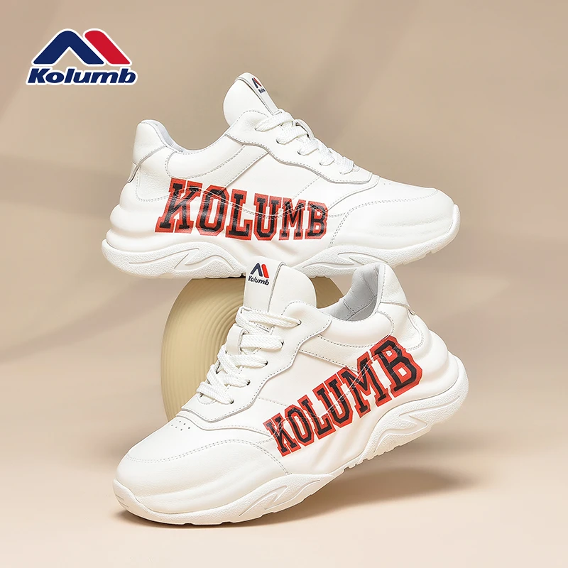 Kolumb哥仑步女鞋2025冬季新款正品真皮轻奢百搭厚底休闲运动鞋女