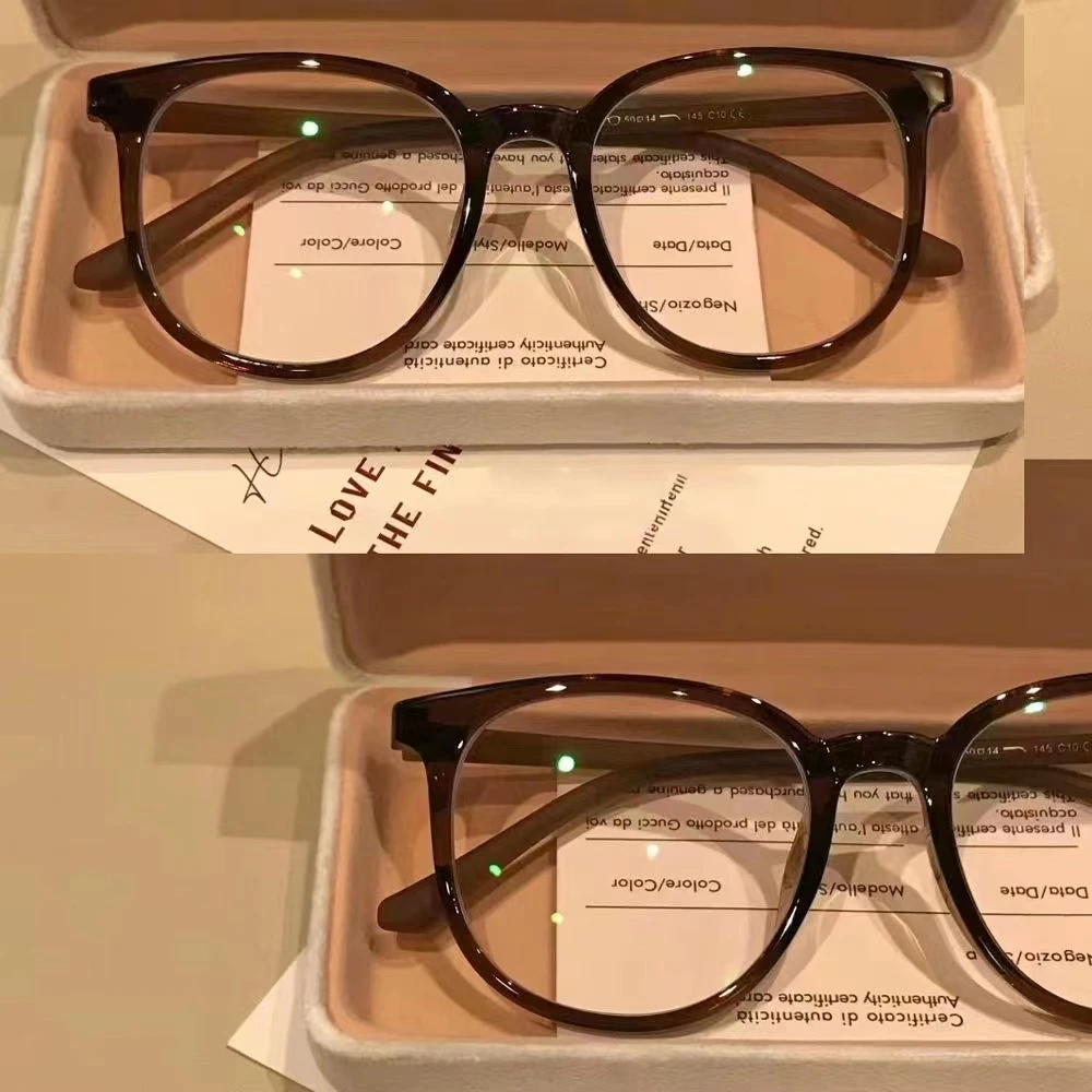 高级显白栗子棕显白高颜值调皮可在学院可配近视女防蓝光超轻圆框