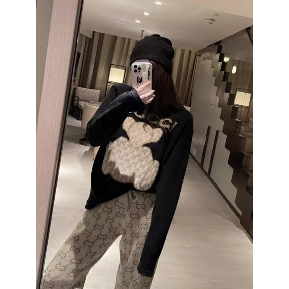 3541 时尚刺绣圆领套头休闲秋冬百搭毛衣 F4