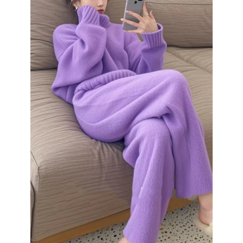 3817 高领慵懒风秋冬宽松新款时尚套装  E16