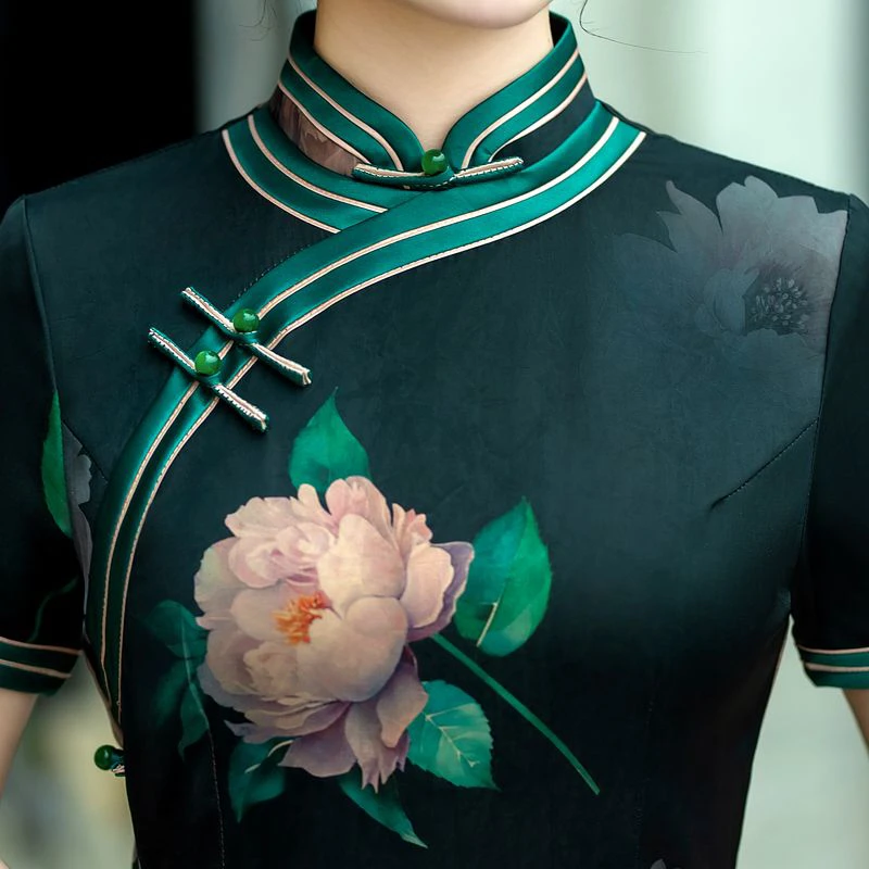 白幼秀民国风优雅中长款复古夏季显瘦中式旗袍大码气质旗袍3257