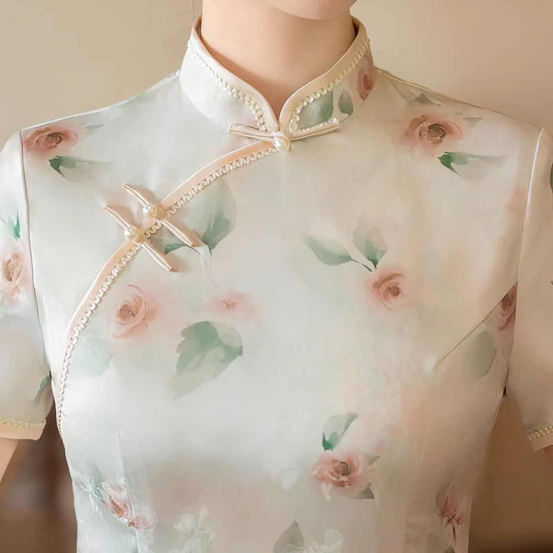 3170款民国风优雅中短款复古夏季显瘦中式旗袍大码气质旗袍