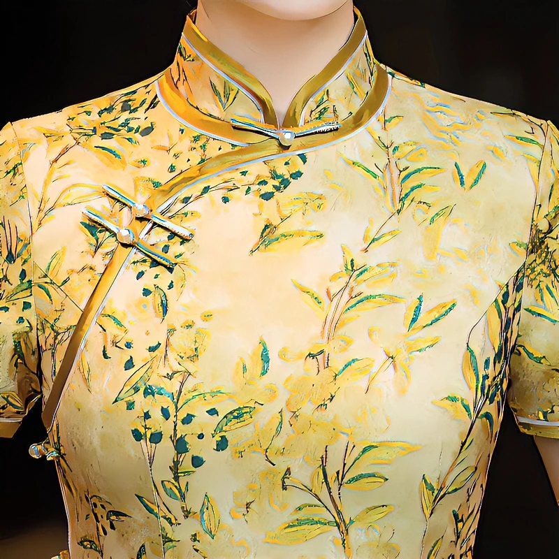 白幼秀3164款民国风优雅中长款复古夏季显瘦中式旗袍大码气质旗袍