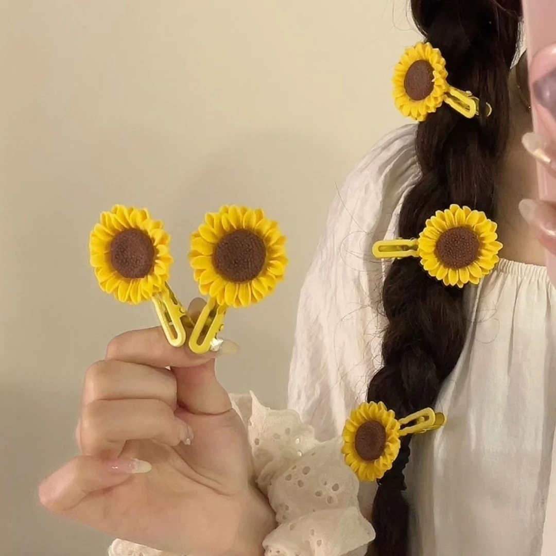 手工森系网红向日葵夹子ins甜美可爱刘海边夹毕业季礼物发夹发卡