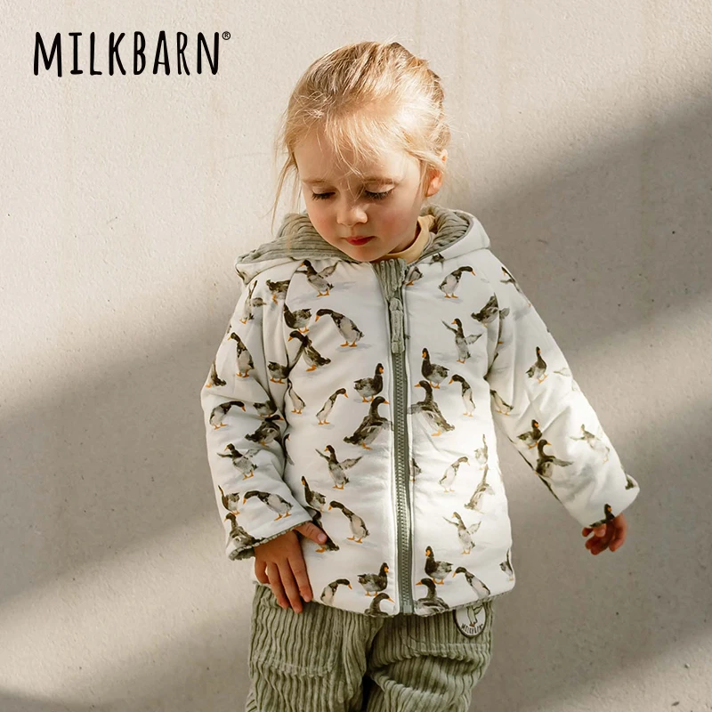 Milkbarn儿童秋冬连帽外套男女童灯芯绒上衣加厚保暖秋装