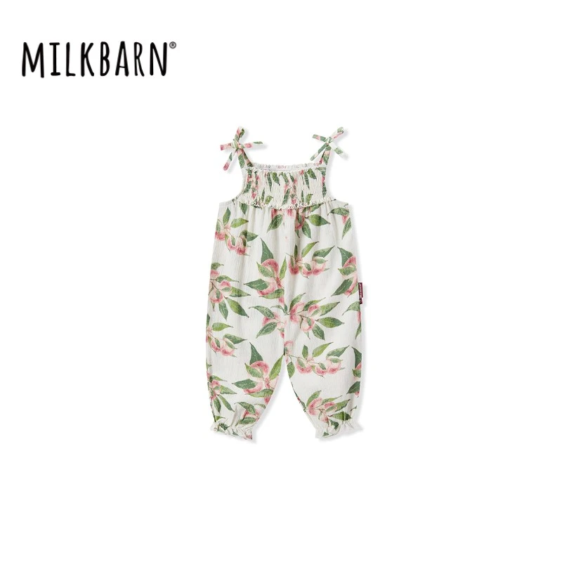 Milkbarn夏季婴儿衣服吊带背心连体衣女童宝宝夏装哈衣连体服