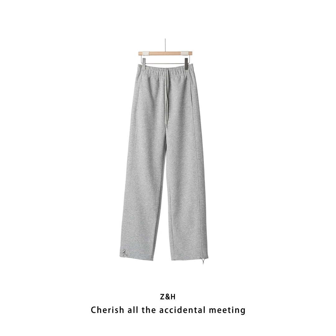 ZH【街角美式】简约直筒宽松休闲运动裤高腰女慵懒风