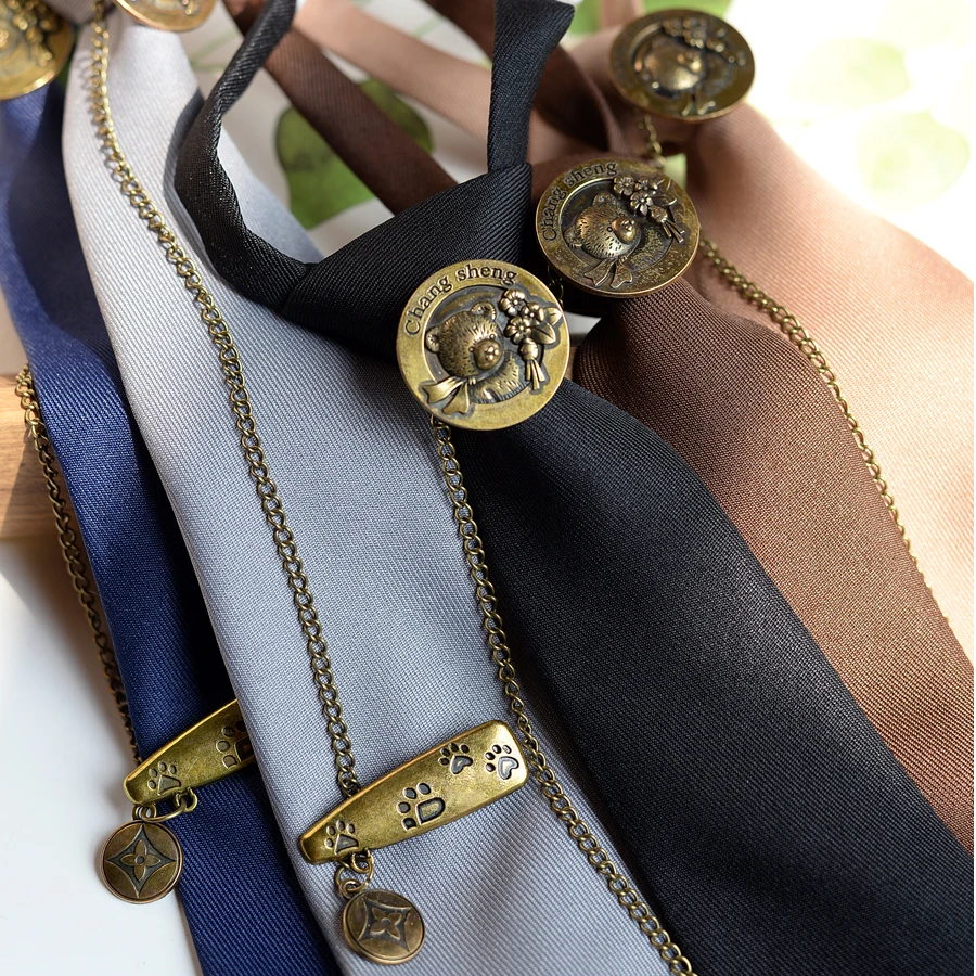 小熊挂链领带免打结短款百搭新潮领结女jk配饰小物甜美文艺cos酷