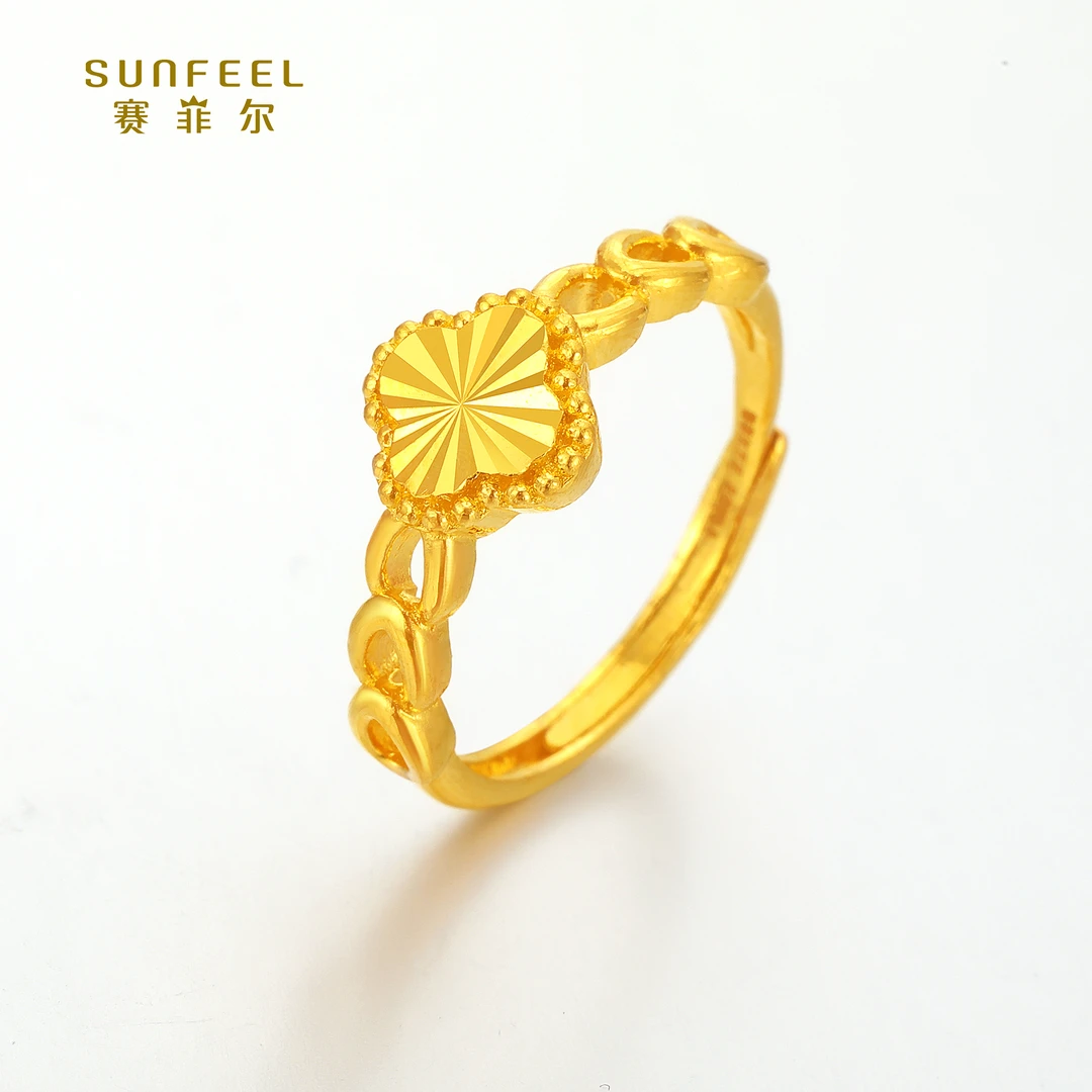 SUNFEEL/赛菲尔【授权店】足金 四叶草车花戒指HJ20051819