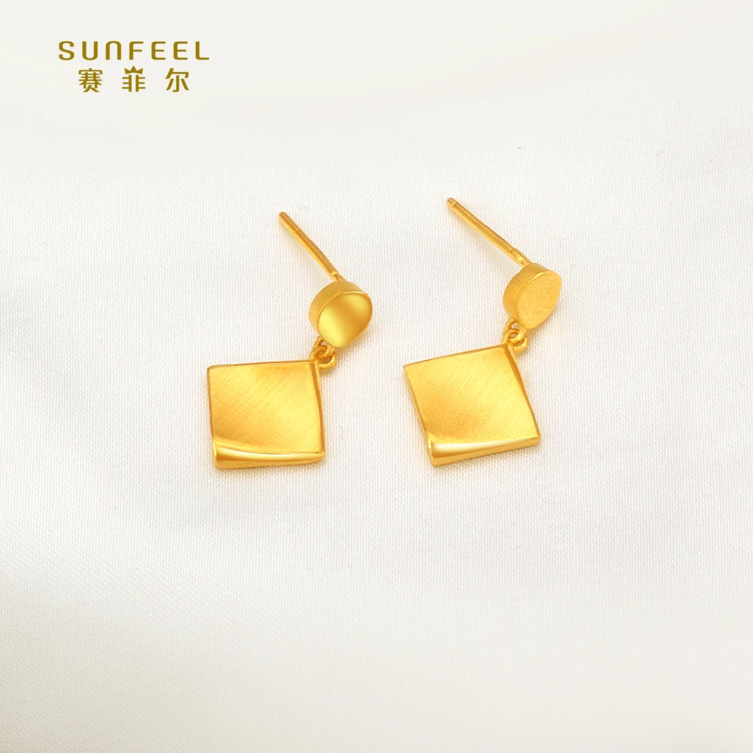 SUNFEEL/赛菲尔【四店】足金流光感时尚耳钉HR010637