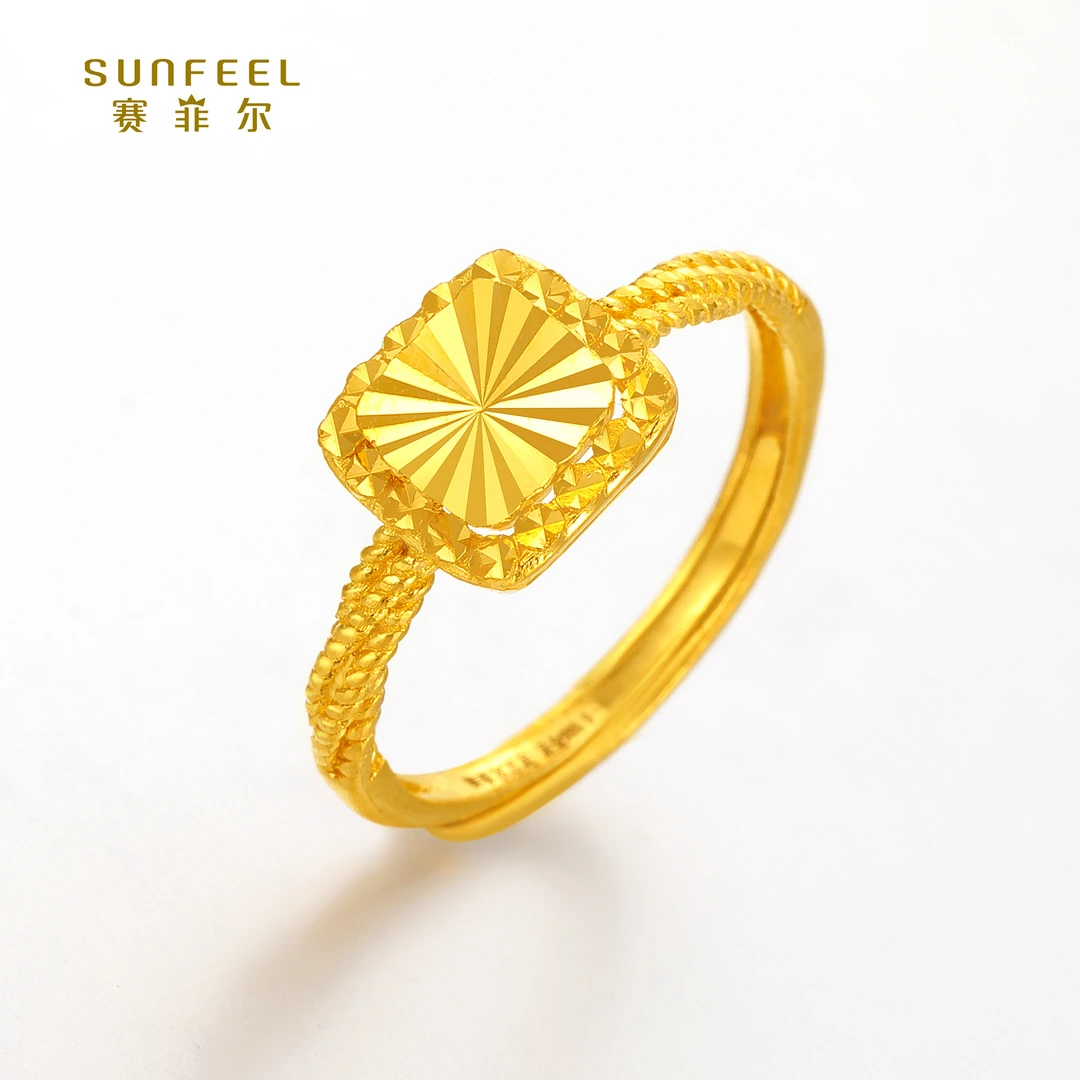 SUNFEEL/赛菲尔【一店】足金艺术方钻戒指HJ20051823