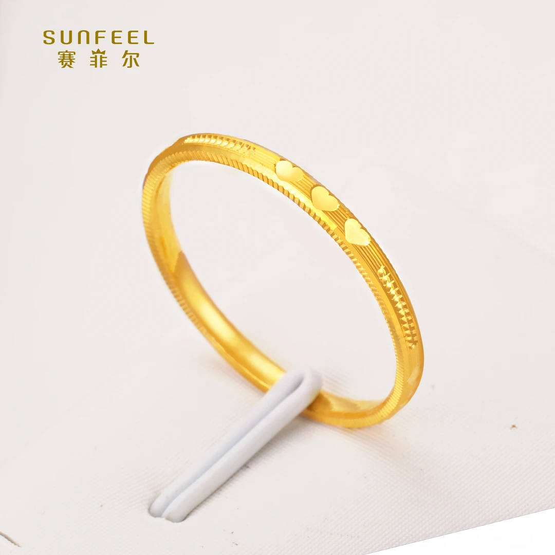 SUNFEEL/赛菲尔【三店】足金精炫金CNC固口心心戒指JSA00018-2