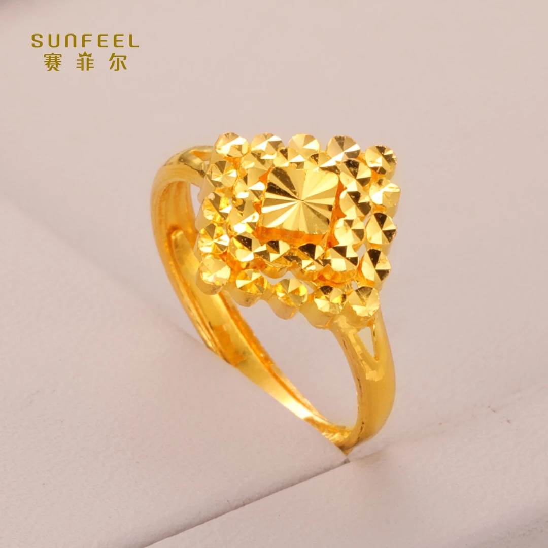 SUNFEEL/赛菲尔【授权店】足金999.9方形仿钻戒指JDA04563/HJ051170