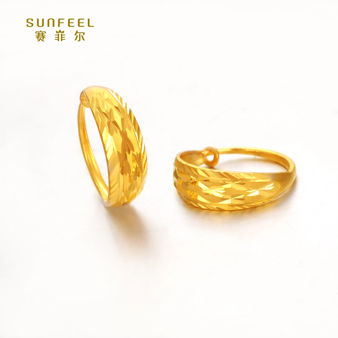 SUNFEEL/赛菲尔【三店】足金999.9油压车花大肚耳环HYA00020-1