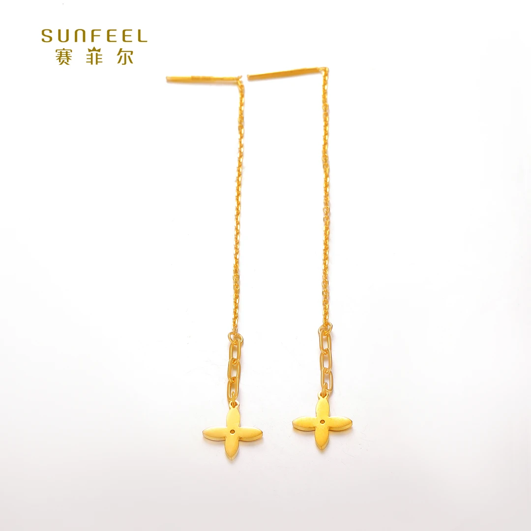 SUNFEEL/赛菲尔【五店】足金精炫金艺术耳线 HR27030085