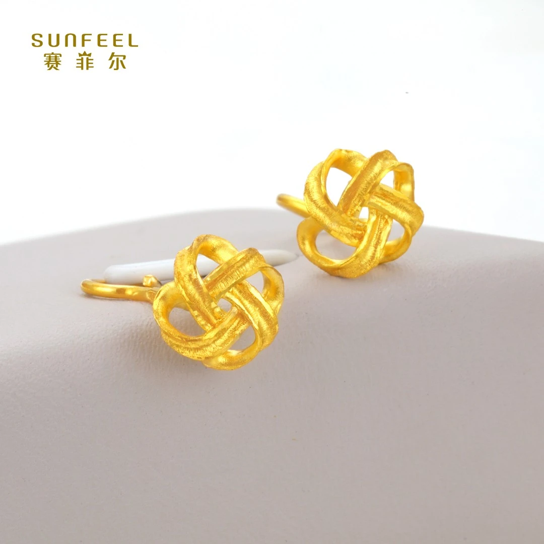 SUNFEEL/赛菲尔【十一店】足金999.9线条艺术耳钉RDA00901/HR010177